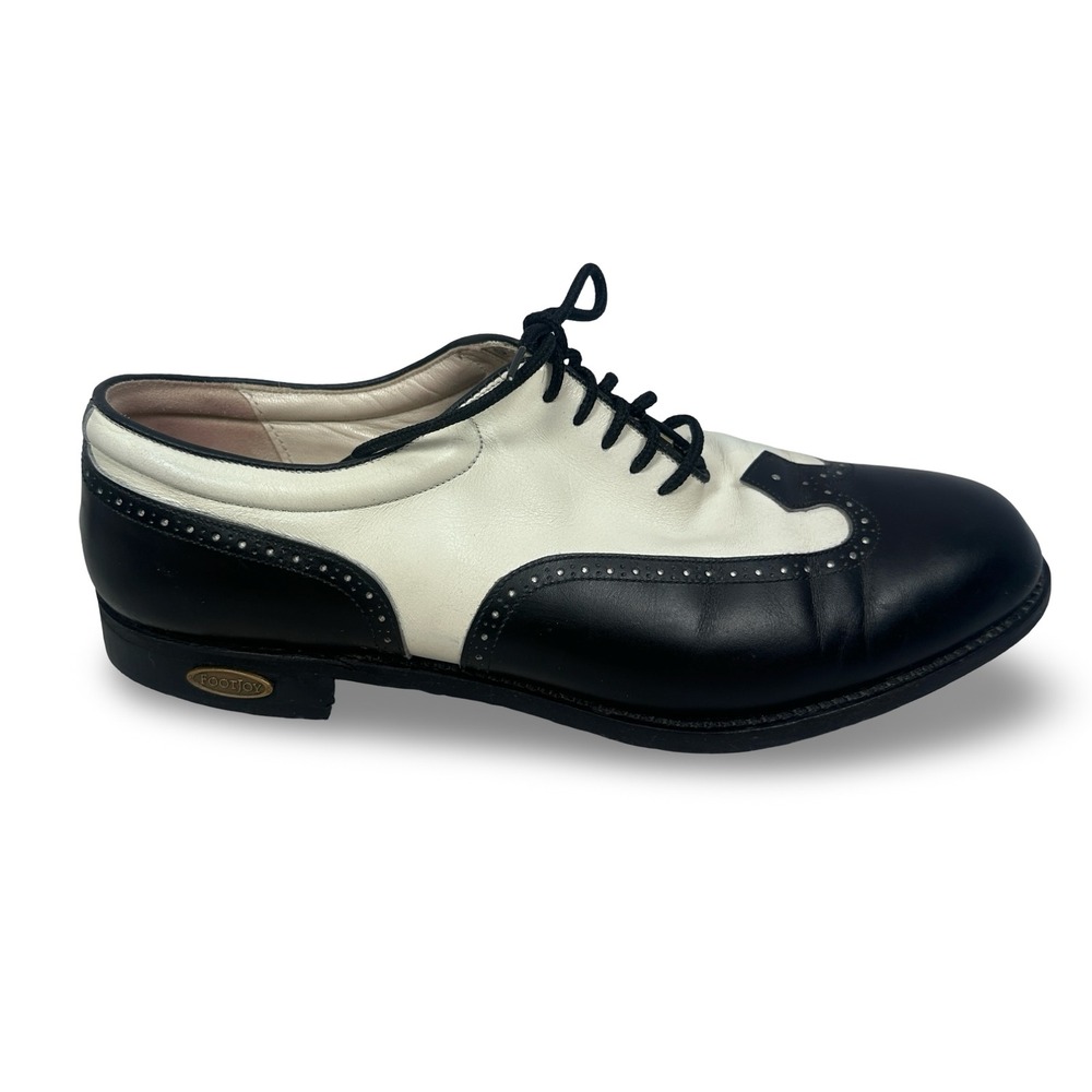 Vintage FootJoy Classics Womens 11 B Golf Shoes Black White Wingtip USA 9047 2